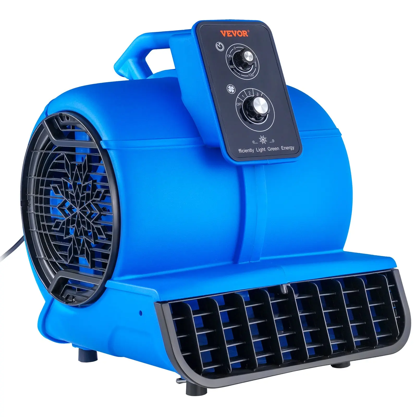 【Summerfinds】VEVOR 1/2 HP Floor Blower Portable Carpet Dryer Fan, 115V/60Hz 1150 RPM Adjustable Speed Air Mover with 1500/2050/2600 CFM (2600 CFM Max), Timer, 4 Angles Adjust, 20 Ft/6 M Reach, ETL Listed for Garage Use