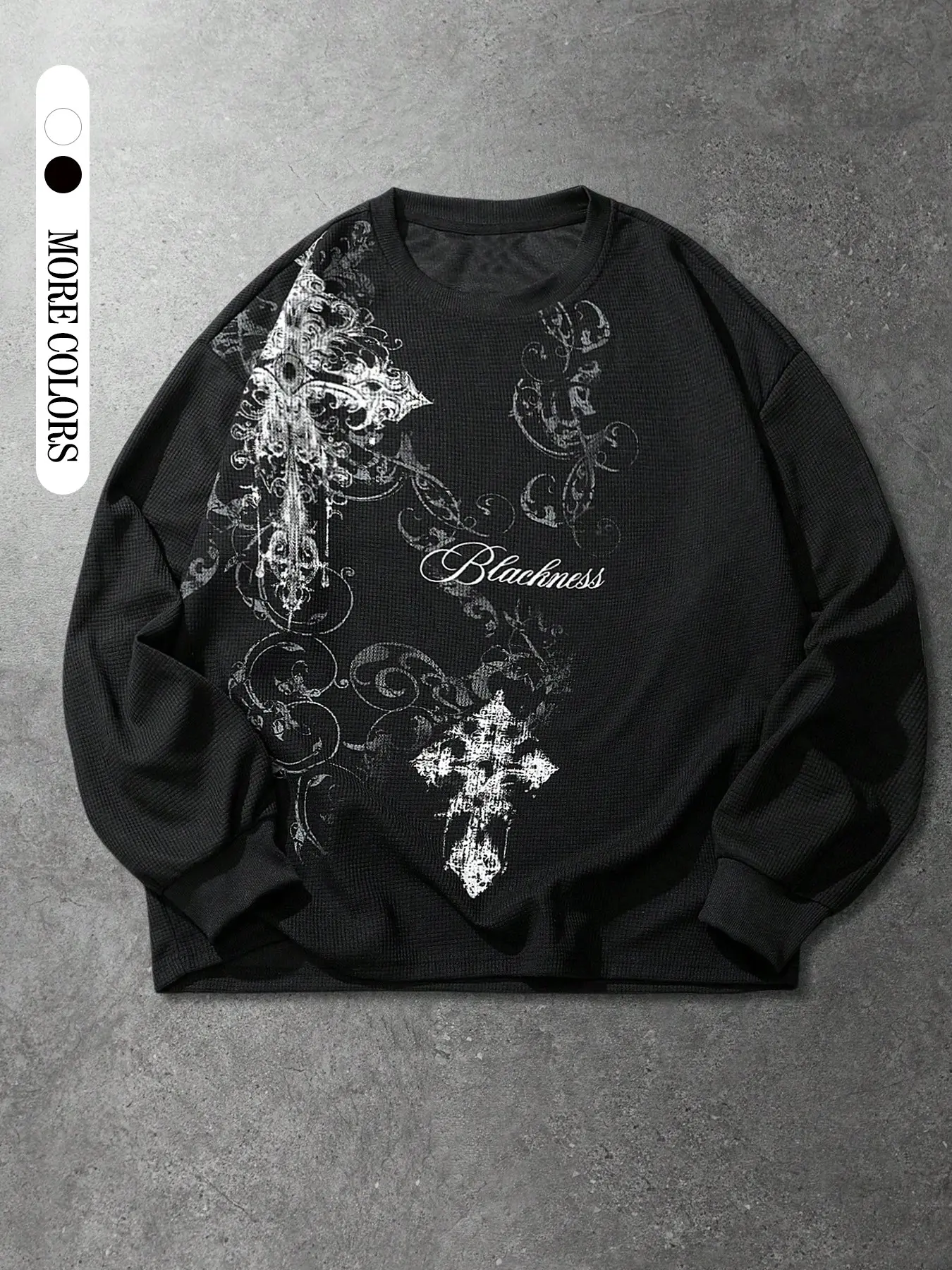 Men's Round Neck Sweatshirt, Long Sleeve, Cross Letter Print Pattern, Casual Loose-Fit, Spring & Fall, Classic Trendy Streetwear Tops