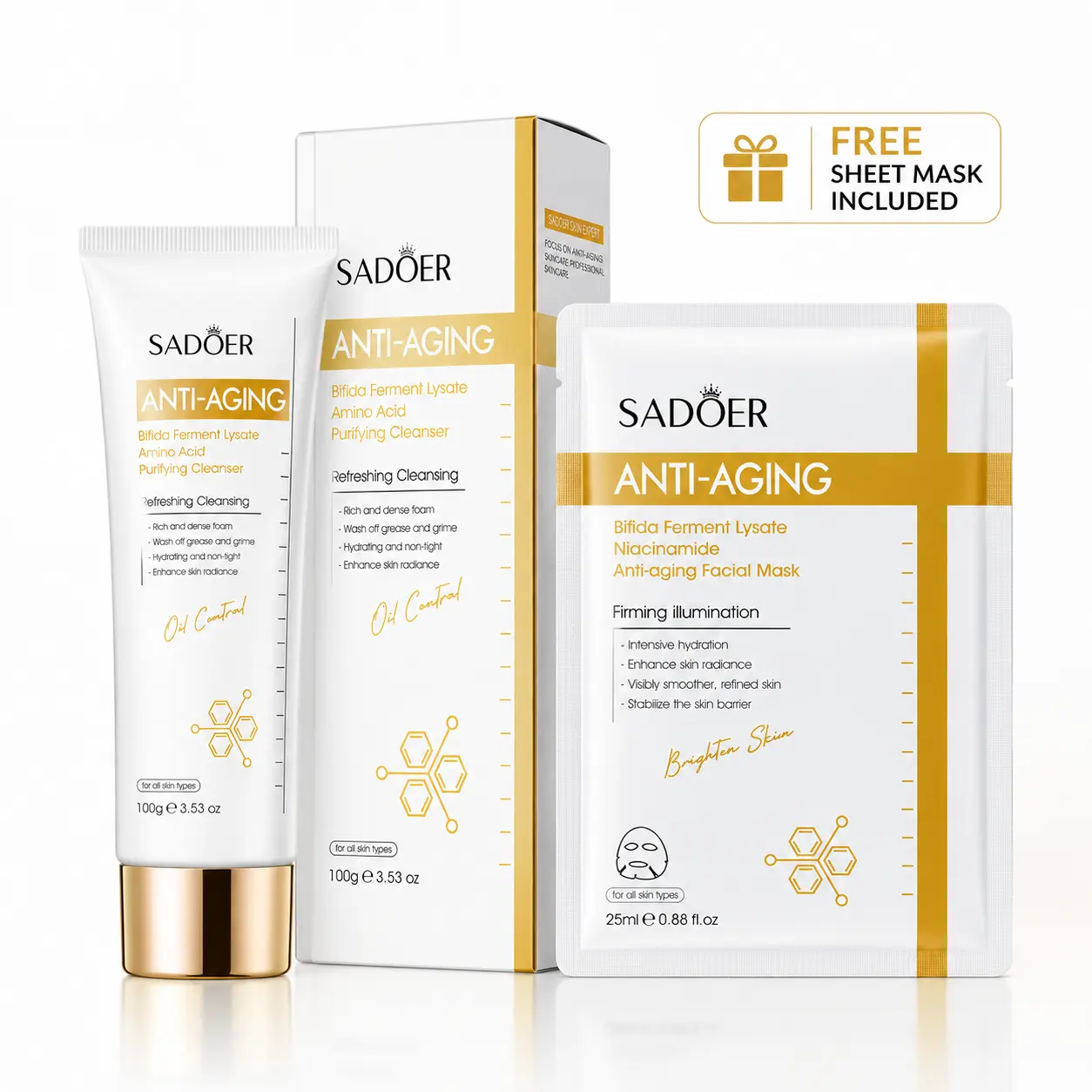 Amino Acid Facial Cleanser, Gentle Foaming Face Wash with Bifida Ferment Lysate, Daily Hydrating Cleanser for Fresh & Smooth Looking Skin, 100g