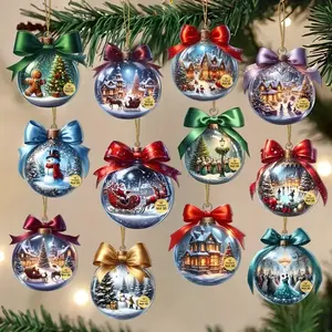 24-Piece Wooden Christmas Decoration Set, Perfect for Tree & Home Window Decorations, Festive Snowman Design, Ideal Gift for Family Gatherings