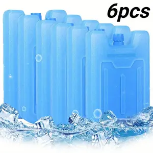 6pcs Large Cooler Ice Packs, Cooling Pads - Reusable Long Lasting Ice Pack (-5 C) Space-Saving Slim Ice Packs, Dry Ice Packs, Freezer Packs & Reusable Ice Pack For Cooler Bags for Food Beverage Refrigerator, Lunch Boxes Beach Camp Freezer Pack