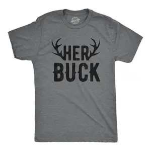 Her Buck His Doe Mens and Womens T Shirts Funny Deer Hunting Couples Relationship Tee Mens Funny T Shirts Cool Vintage Fashion T-Shirt Gift Classic Menswear Love Apparel for Men Funny  Short Sleeve Novelty Tees Dark Grey