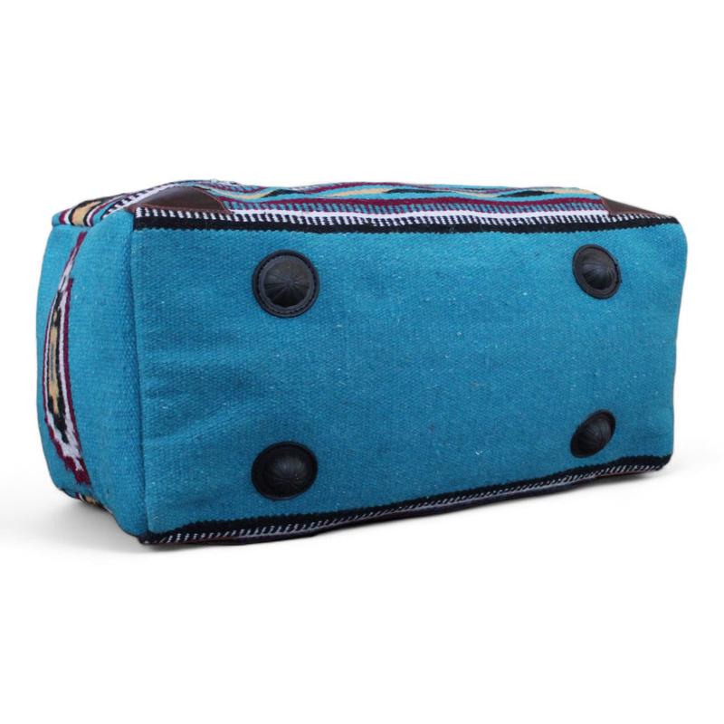 Boho Aztec Large Weekender Southwestern Duffel Bag El Mar Saddle Blanket Bag 100% Leather Handles