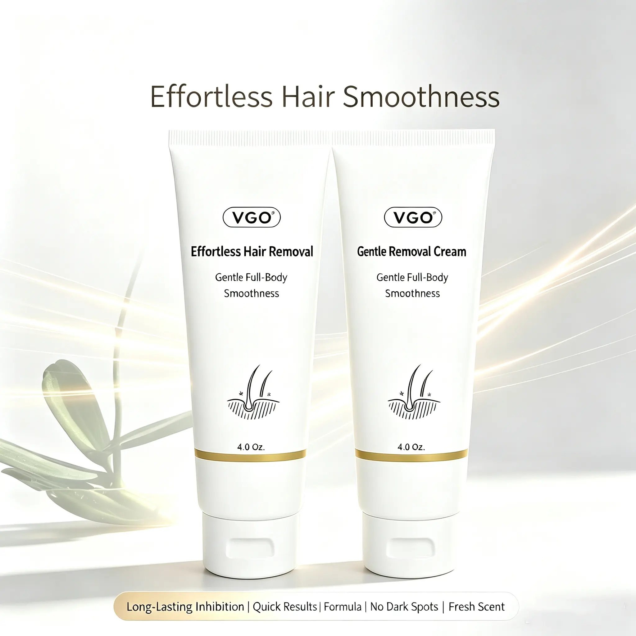 【Buy 2 Hair Removal Cream, Get 1 Free】VGO Hair Removal Cream , Gentle & Hypoallergenic Formula with Organic Plant Extracts and Jojoba Oil for Sensitive Skin on Legs, Arms & Underarms