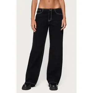 Edikted Women's Contrast Stitch Low Rise Jeans