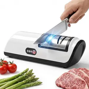 Electric Knife Sharpener , 2-Speed USB Rechargeable & Cordless kitchen knife sharpener, Rechargeable for Kitchen Knives, Chef‘s Knives, Scissors, Slip Base, Cut-Resistant Gloves for Safe Use outdoorfun