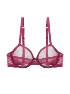 【Plus Size】 Plain Lace Underwire Bra, Solid Color Buckle Back Unlined Bra, Women's Lingerie for All Seasons