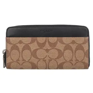 COACH Accordion Wallet with Zipper Closure in Khaki Brown for Men