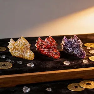 Natural Crystal Dragon Head Statue, Reiki Healing Feng Shui Figurine, Home Office Decoration, New Year Gift, 1pc Amulet Sculpture