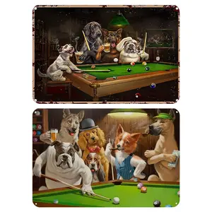 2Pcs Vintage Dog Metal Tin Sign 2D Metal Wall Art Poster for Home Decor 40x30cm