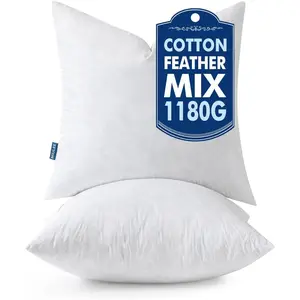 Euro Pillow Inserts 24x24 Inch Set of 2,  Mix Polycotton with Cotton Fabric Square Decorative Throw Pillows for Couch Bed Sofa
