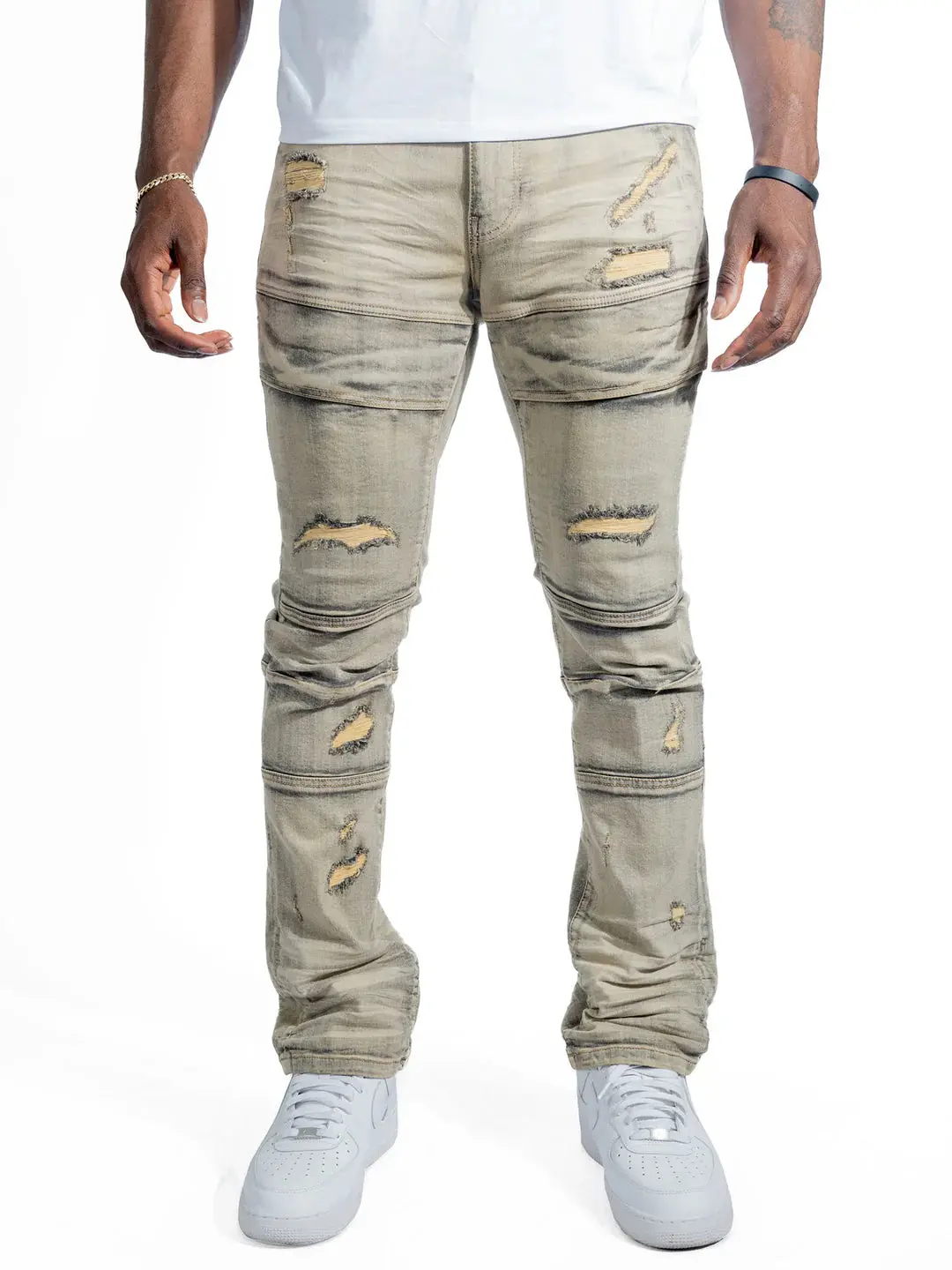 Makobi 'Bruno' Menswear Dirt Color Denim Pants - Men's Pocket Jeans, Style M1965