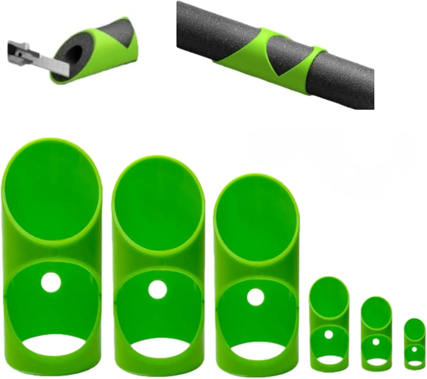 6PCS Pipe Insulation Cutting Guide Set, Foam Pipe Cutter Tool for 15mm–53mm Pipe Insulation, Precision Insulation Cutting Fixture for HVAC Plumbing Home & Commercial Use (Green)