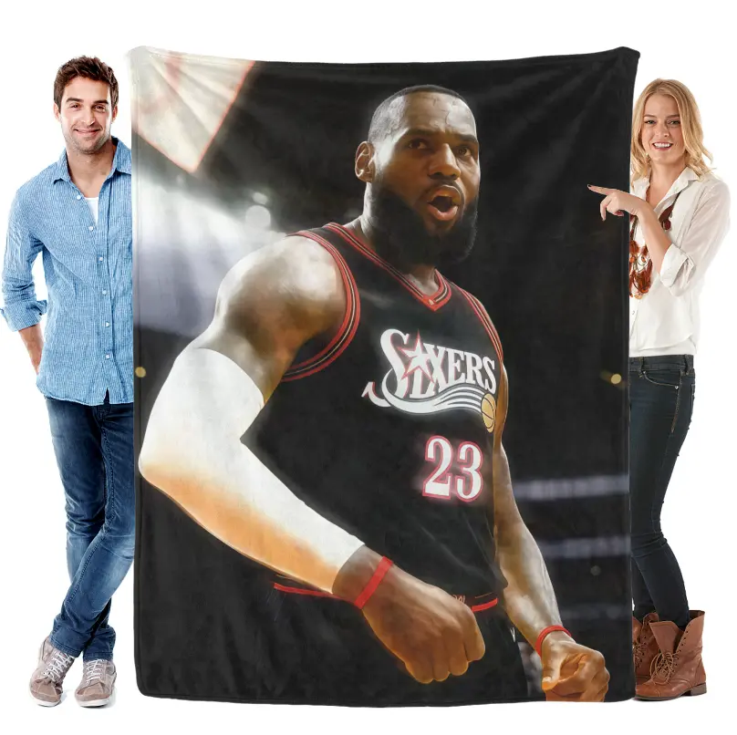 LeBron James Basketball Flannel Throw Blanket, NBA Legend Fan Fleece Blanket, Soft Cozy Warm Throw for Teens & Adults, Bedroom Couch Game Room Decor Gift