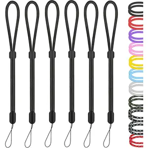 Hand Wrist Strap Lanyard, 6 Pack 8inch Adjustable Nylon Wristlet Straps Keychain String for Cell Phone Case Holder, AirPods Pro 2 2022, Camera, Key, GoPro, USB Drive, Ski Glove(Black)