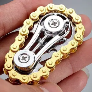 Zinc Alloy Gear DIY Bicycle Chain, Stress Relief Fidget Spinner, Desktop Toy, Portable Thinking Tool, No Battery Required