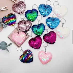 Double Sided Sequin Heart Keychains - Colorful & Shiny - Perfect for Gifts & Decor - Fun & Unique Design - Ideal for Keychains & Accessories