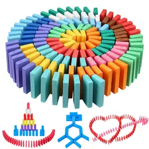120 Pcs Colorful Wooden Domino Blocks Set Tile Bulk Building Racing Stacking Games Educational Toys for Kids Birthday Party Favor High-Quality Material, Smooth Surface, Ideal for Chain Reaction Challenges, Creative Designs, Team Building