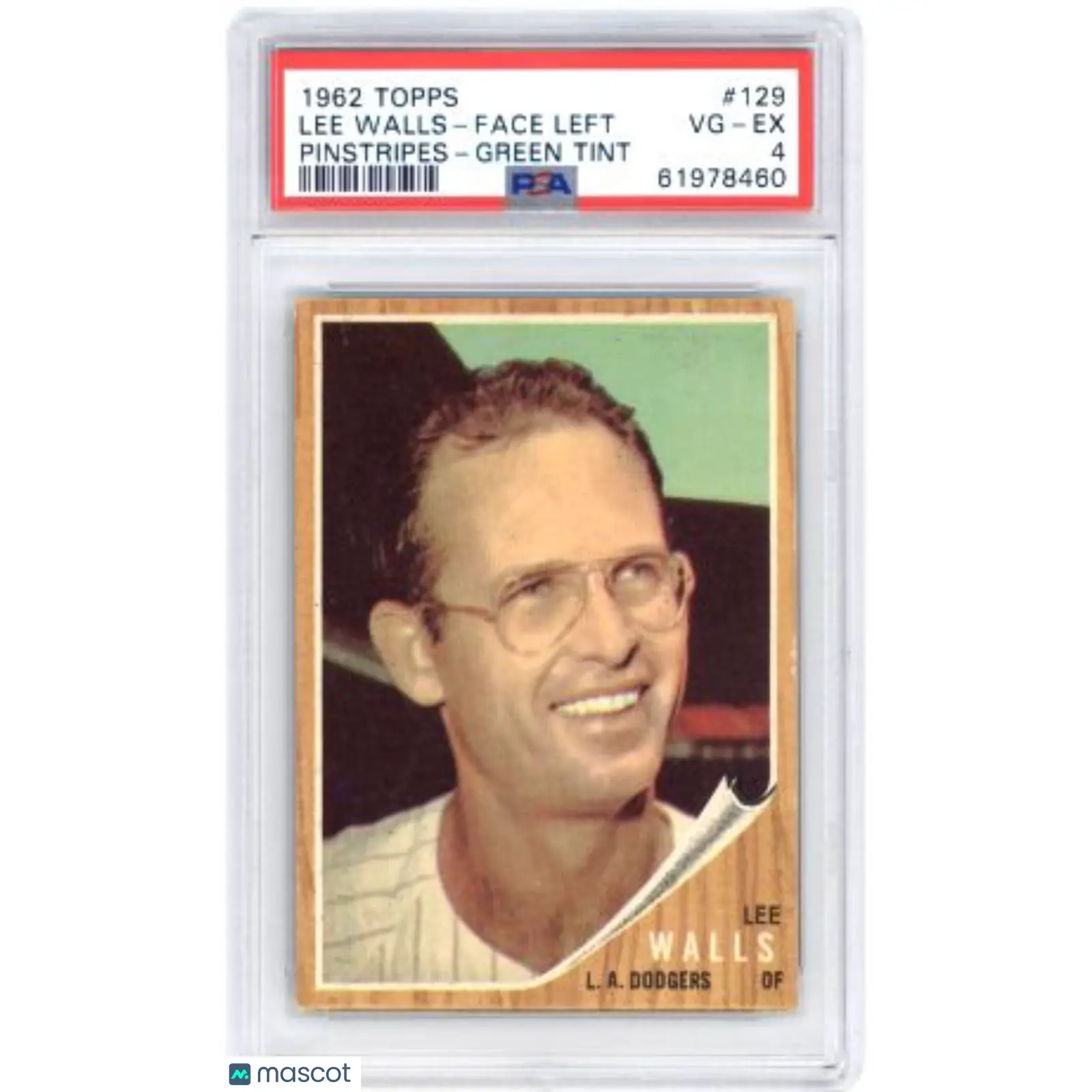 Lee Walls-Face Left PSA 1962 Topps #129 Pinstripes Green Tint Baseball 4