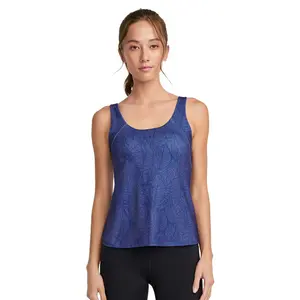 Jockey Women's EVERACTIVE Tank With Built-In Bra L Continuous Blue Palm
