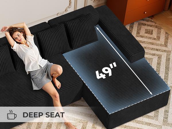 【3 Packages shipping】131'' U Shaped Sectional Couches with Chaise Lounge, No Assembly Required Deep Seat Modular Cloud Sofa for Living Room 1PCS, Bedroom