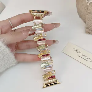 Women's Fashion Creative Colorful Asymmetric Geometric Elastic Bracelet Strap Compatible with Apple Watch Series 1-11Ultra Se, Smart Watch Straps, Smart Watch Accessories, Perfect Gift