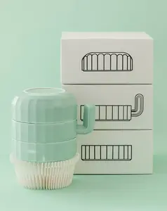 A set of green cactus pet ceramic bowls