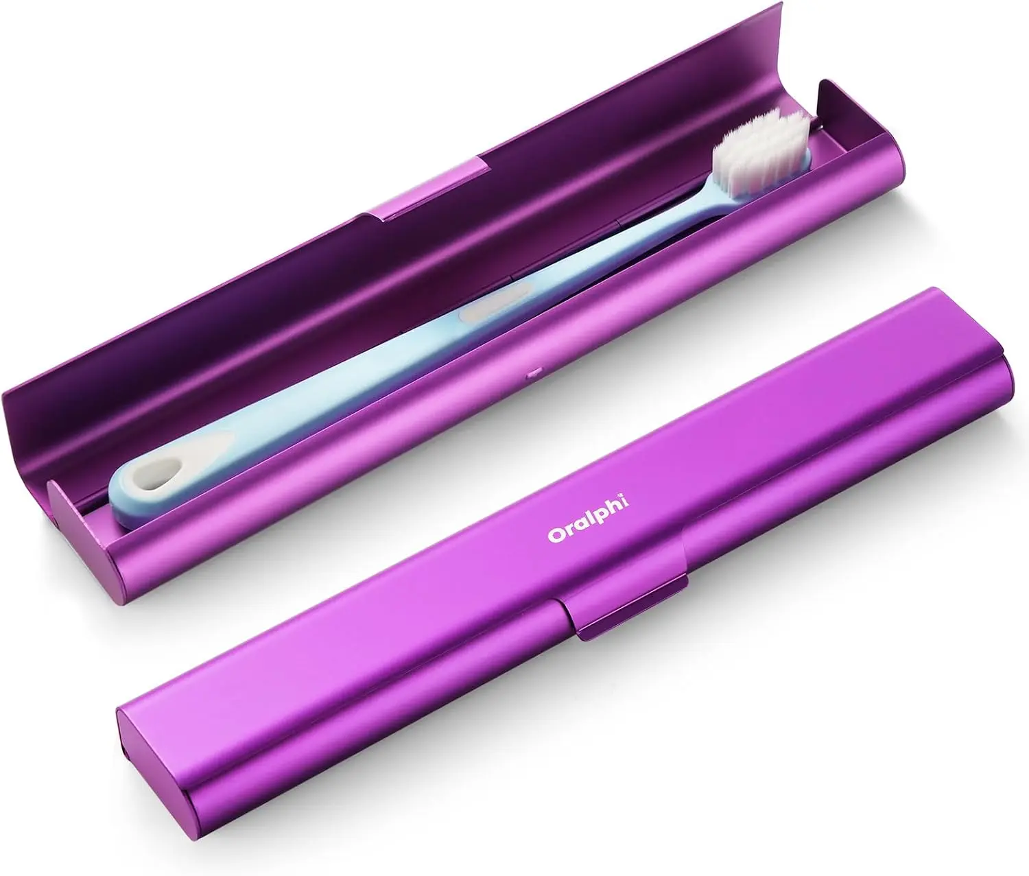 Aluminum Toothbrush Travel Case, Travel Toothbrush Holder, Manual Toothbrush Box Container for Traveling,, Camping, Business Trip-Purple