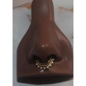 Cubic Zirconia Gold Maple Septum Clicker Nose Piercing Jewelry