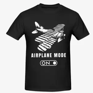 [100% Cotton]  [Graphic Tee] Airplane Mode On Graphic Tee Funny Travel Shirt Vintage Plane T Shirt Casual Streetwear Cotton Summer Outfit Men Women