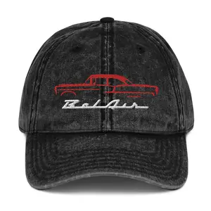 1955 Chevy Bel Air Silhouette Matador Red Antique Car Vintage Cotton Twill Cap Dad Hat