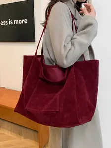 Women's Fashionable Retro Style Solid Color Tote Bag, Tote Handbag, Tote Shoulder Bag, Soft Commuter Tote, Large Capacity Casual Daily Commuting Shopping Bag, Practical Versatile Design