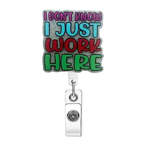Cute Letter Pattern Premium Decorative Badge Holder, 1 Count Creative Retractable Badge Reel, ID Card Badge Holder for Students, Office Staff, Doctors, Nurses, Teachers