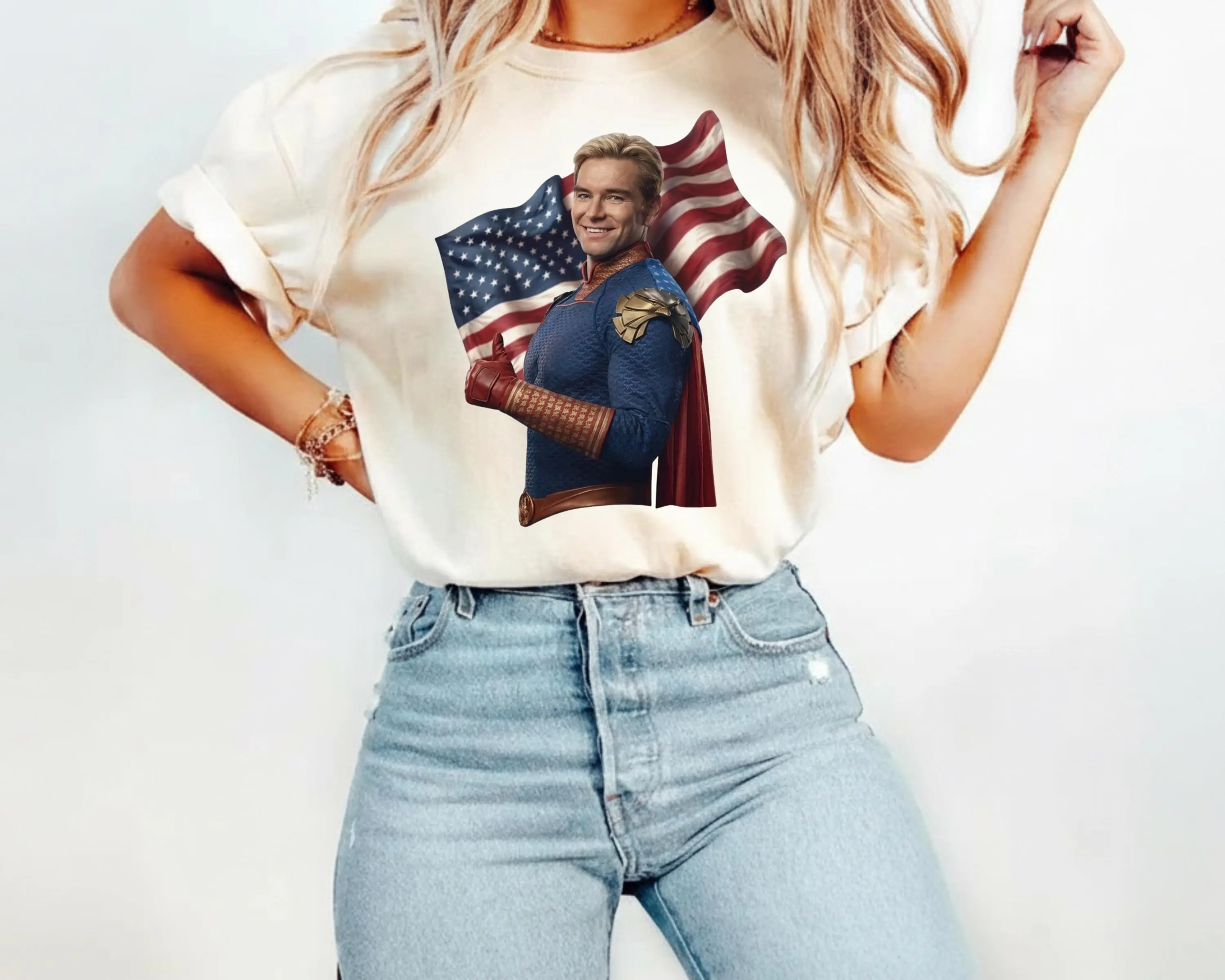 Funny Homelander Prisoner T-Shirt, Patriotic USA Flag The Boys Shirt, Superhero Gift for Fans American Hero Shirt