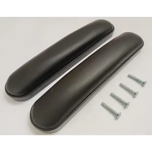 Desk arm pad, 10-1/4" wheelchair and transport chair arm pads with hardware, replacement vinyl arm pad parts, compatible with all brands, 1 pair black