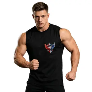 Sale: Men’s Black Eagle Print Gym Tank Top, 100% cotton with slight stretch, DTF logo muscle fit sleeveless workout tee, sizes S–3XL, fast direct shipping within the U.S. #GymTok #FitTok #Men’sTankTop #WorkoutEssentials