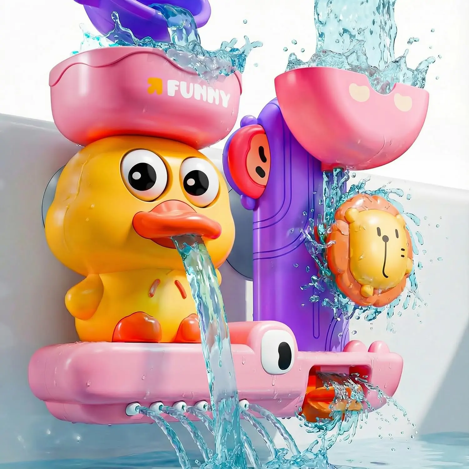 Bath Toys for Kids Ages 1-3: Toddler Bath Toys for 1 2 3 Year Old Girl Gifts - Pink Bathtub Toy for Toddlers 2-4 - Baby Girl Gifts 12+ Months Bath Bubble Maker Bath Ball Cup Bathtoy