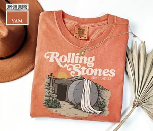 Comfort Colors Rolling Stones T-Shirt, Trendy Easter Clothing, Jesus Christ Graphic Tee, Christian Faith-Based Shirt, Unique Christian Gifts