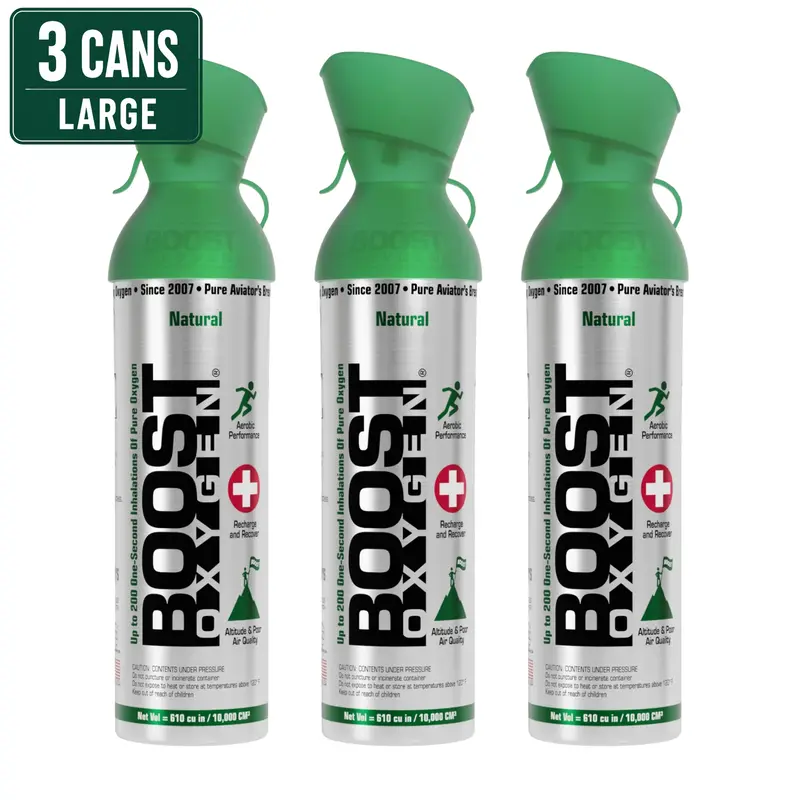 Boost Oxygen Large Size 3-Pack 10L - 95% Pure Portable Oxygen for Athletes, Self-Care, Altitude Support, Fitness Recovery, Lavender Calm Scented or Natural Respiratory Aid