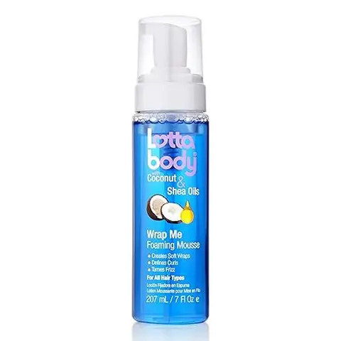 Lottabody Coconut Oil and Shea Wrap Me Foaming Curl Mousse , Creates Soft Wraps, Hair Mousse for Curly Hair, Defines Curls, Anti Frizz, 7 Fl Oz