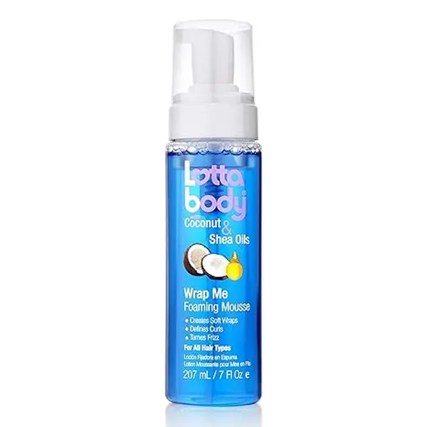 Lottabody Coconut Oil and Shea Wrap Me Foaming Curl Mousse , Creates Soft Wraps, Hair Mousse for Curly Hair, Defines Curls, Anti Frizz, 7 Fl Oz