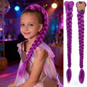 Cosplay Wig K-Pop Witch Hunter Squad Ponytail Braid Colorful Twist Hair Extensions, Women's Costume Accessory