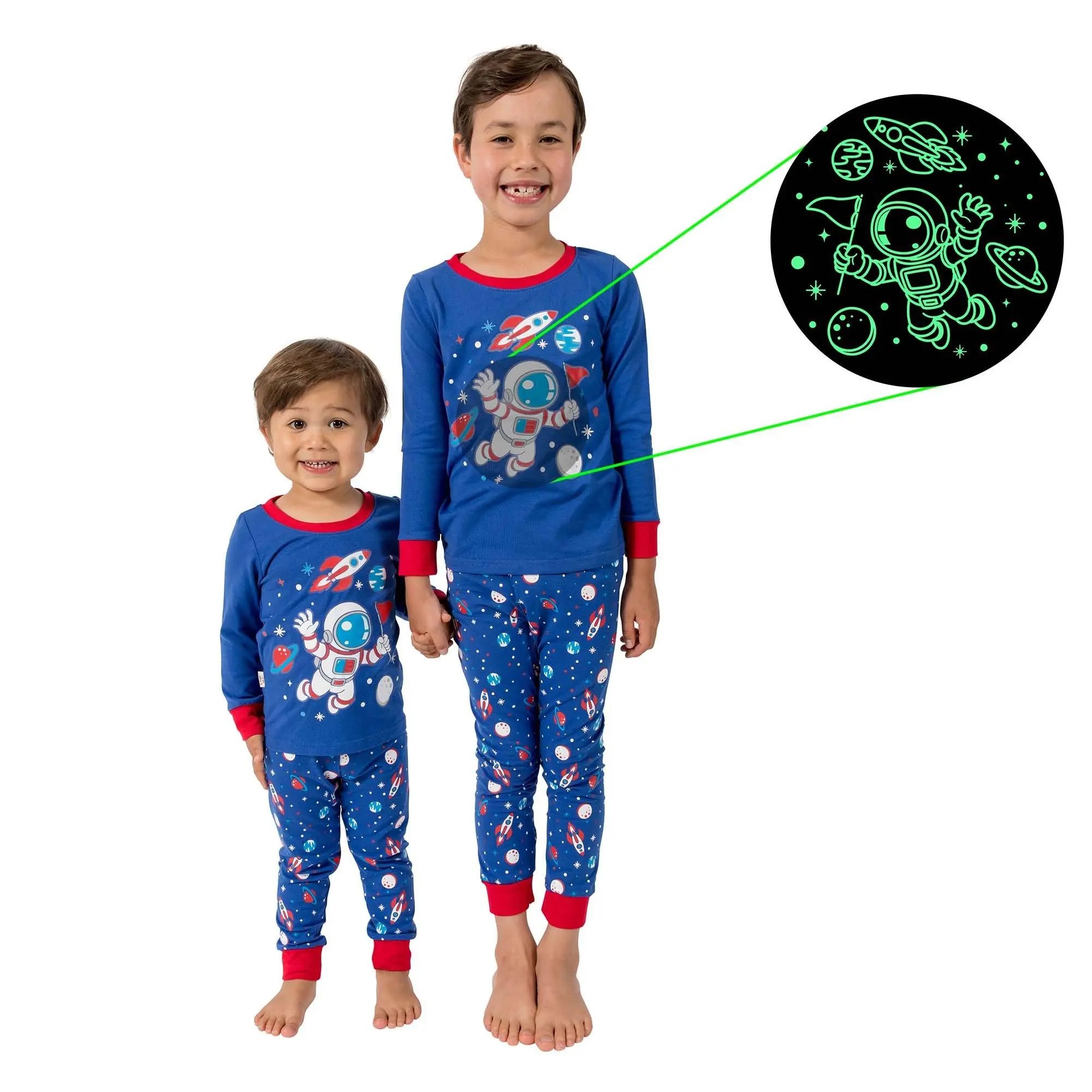 Little Jupiter Glow In The Dark Pajama Set - Blue Space Astronaut