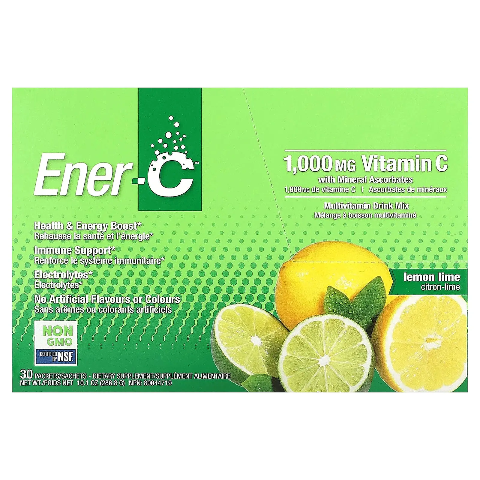 Ener-C Bubbly Multivitamin Drink Mix, Lemon Lime, 30 Packets, 0.3 oz (9.56 g) Each