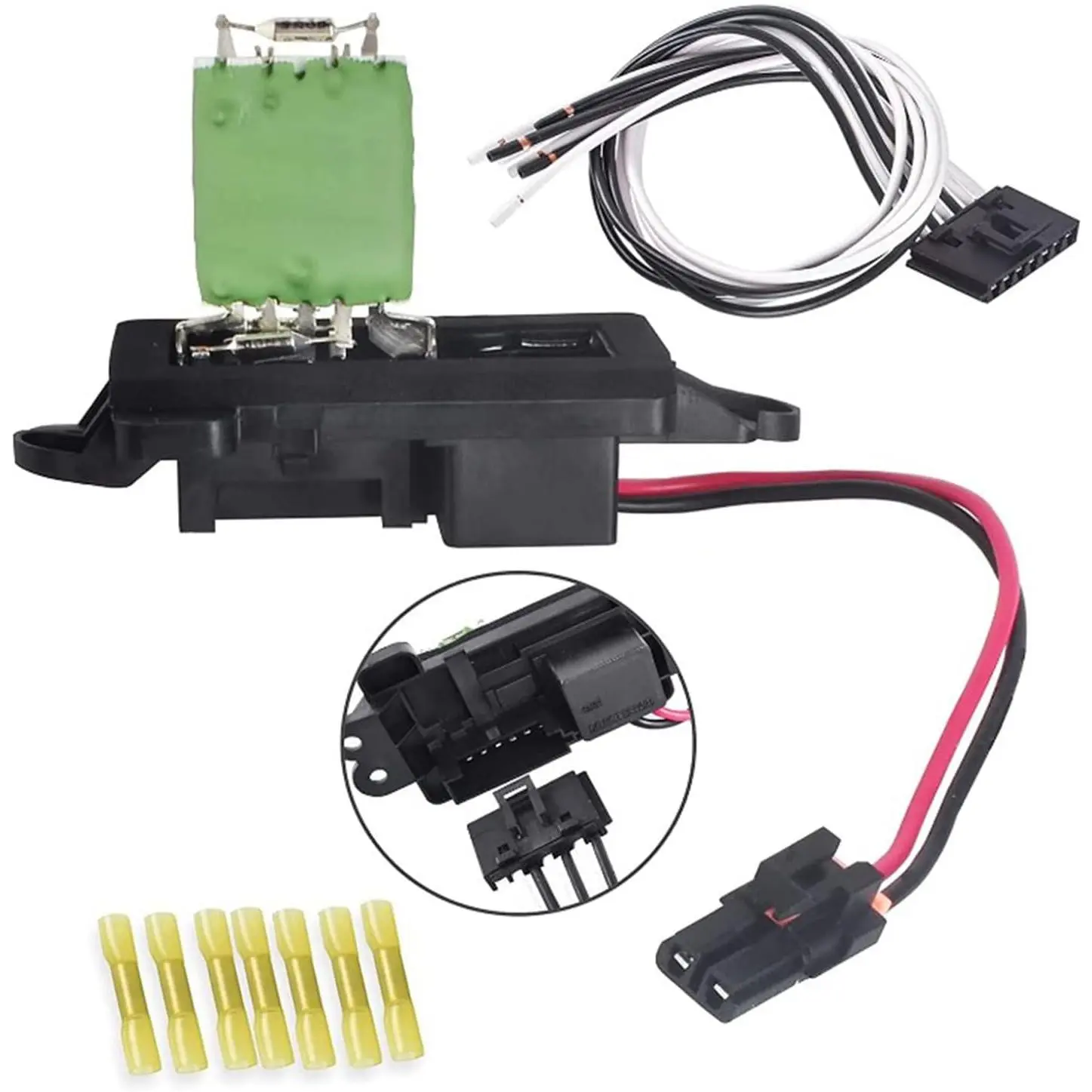 89019100 HVAC Fan Blower Motor Resistor Kit with Harness Replacement for 2002-2009 Chevy Trailblazer GMC Envoy, 2004-2007 Buick Rainier, 2002-2006 GMC Envoy XL, 2003-2008 Isuzu Ascender