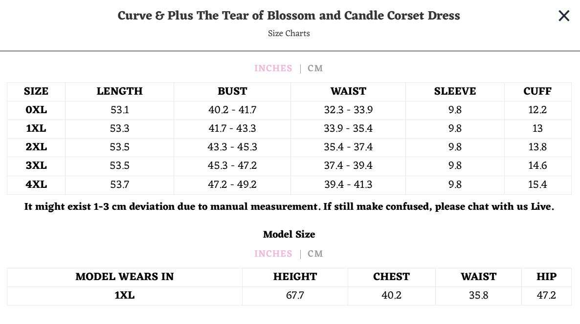 Curve & Plus The Tear of Blossom and Candle Corset Dress, LaceMade Official Authentic, Casual Cotton, Reversible Puff Sleeves, Elegant Arm Lines Formal Fits