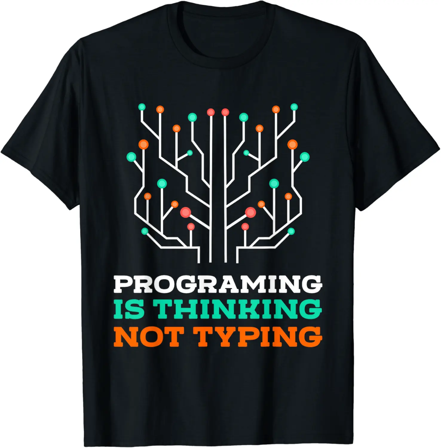 Programing Is Thinking Not Typing Hacker Programmer T-Shirt - Nicolelebro Shop 90B09L53MFRB