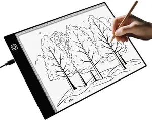 A4 Ultra Thin Adjustable LED Light Box for Tracing Drawing, USB Trace Light Pad, Small Copy Board Tracer for Kids Artists, Sketching, Stenciling and Art Crafting