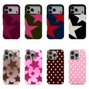 Stars Polka Dots Y2K Style Phone Case for iPhone 17 16 15 14 13 12 11 Air Pro Max Plus Double-layer Unique Gift For Holiday Birthday