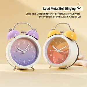 Vintage Metal Bell Alarm Clock with Night Light, Home Decor, Room Decor - Prevent Mornings of Oversleeping